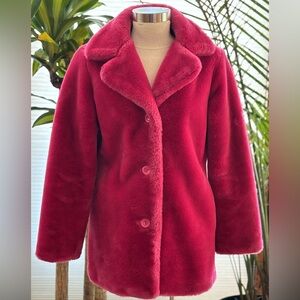 Pink Faux Fur Coat. Size M.